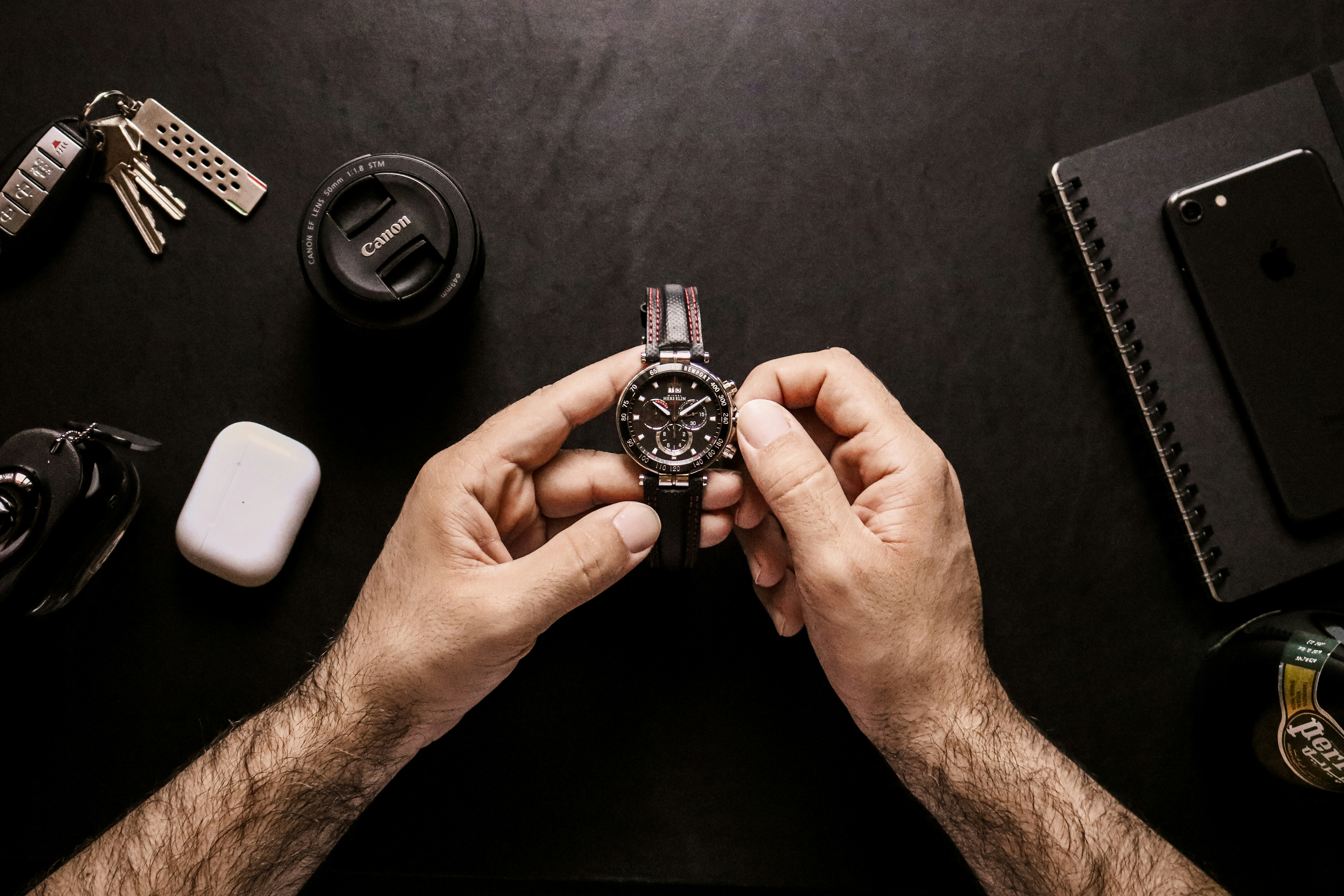 Luxury watch being inspected during a professional repair service